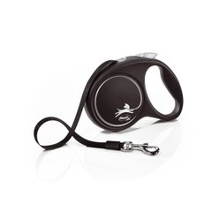 Рулетка-повідець Flexi Black Design M стрічка 5м/25кг, колір чорний з серебром